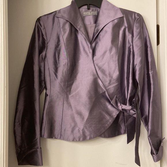 Kate Hill Purple Iridescent Silk Jacket in Women’s Size 2 Petite - Picture 1 of 6